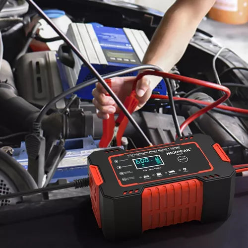 CARGADOR DE BATERIA 12V: Control inteligente de temperatura y carga para máxima seguridad.
