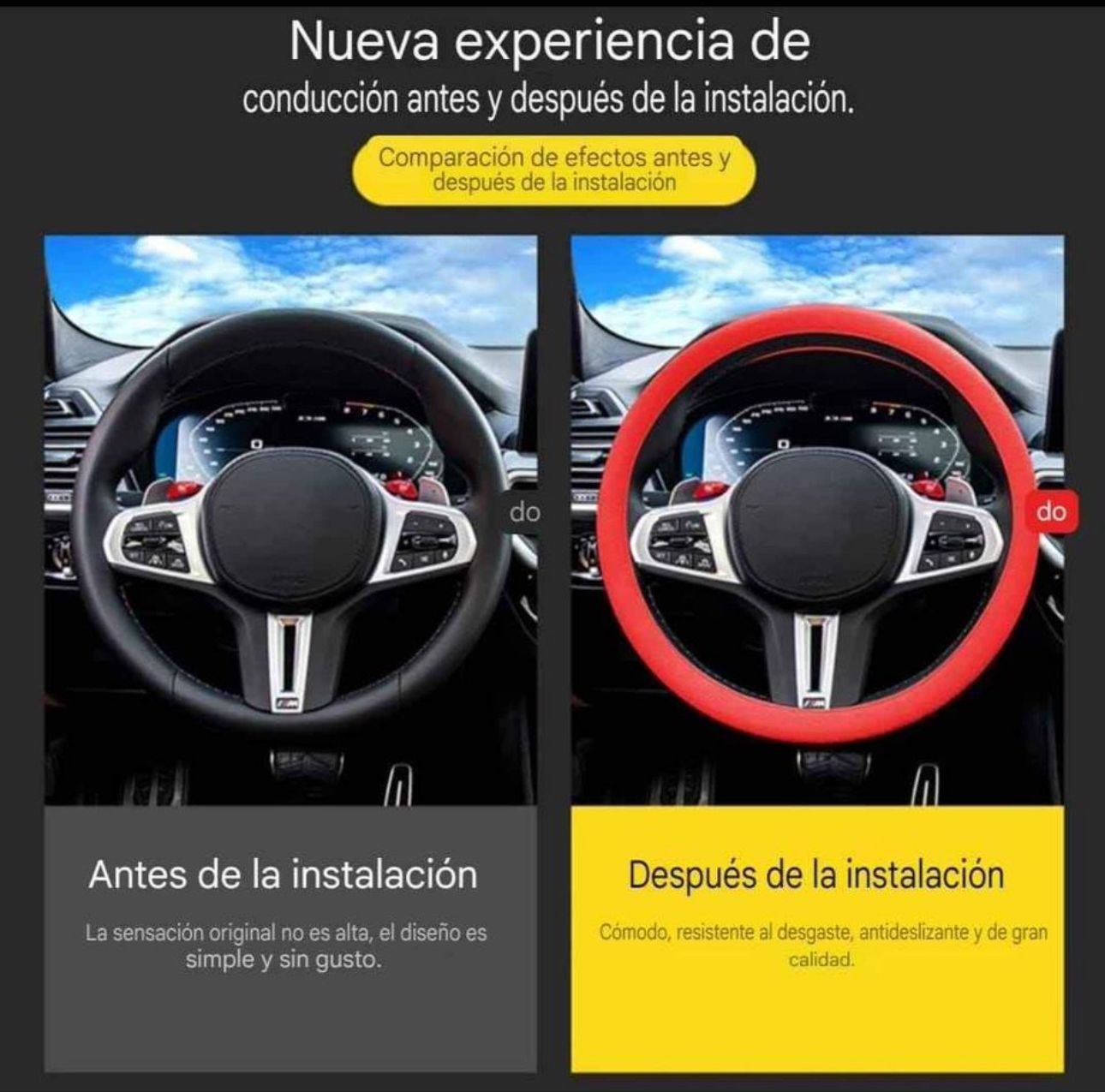 VOLANTEX™ 🛡️ CUBIERTA DE VOLANTE: Protege contra el desgaste y mejora la experiencia de conducción.