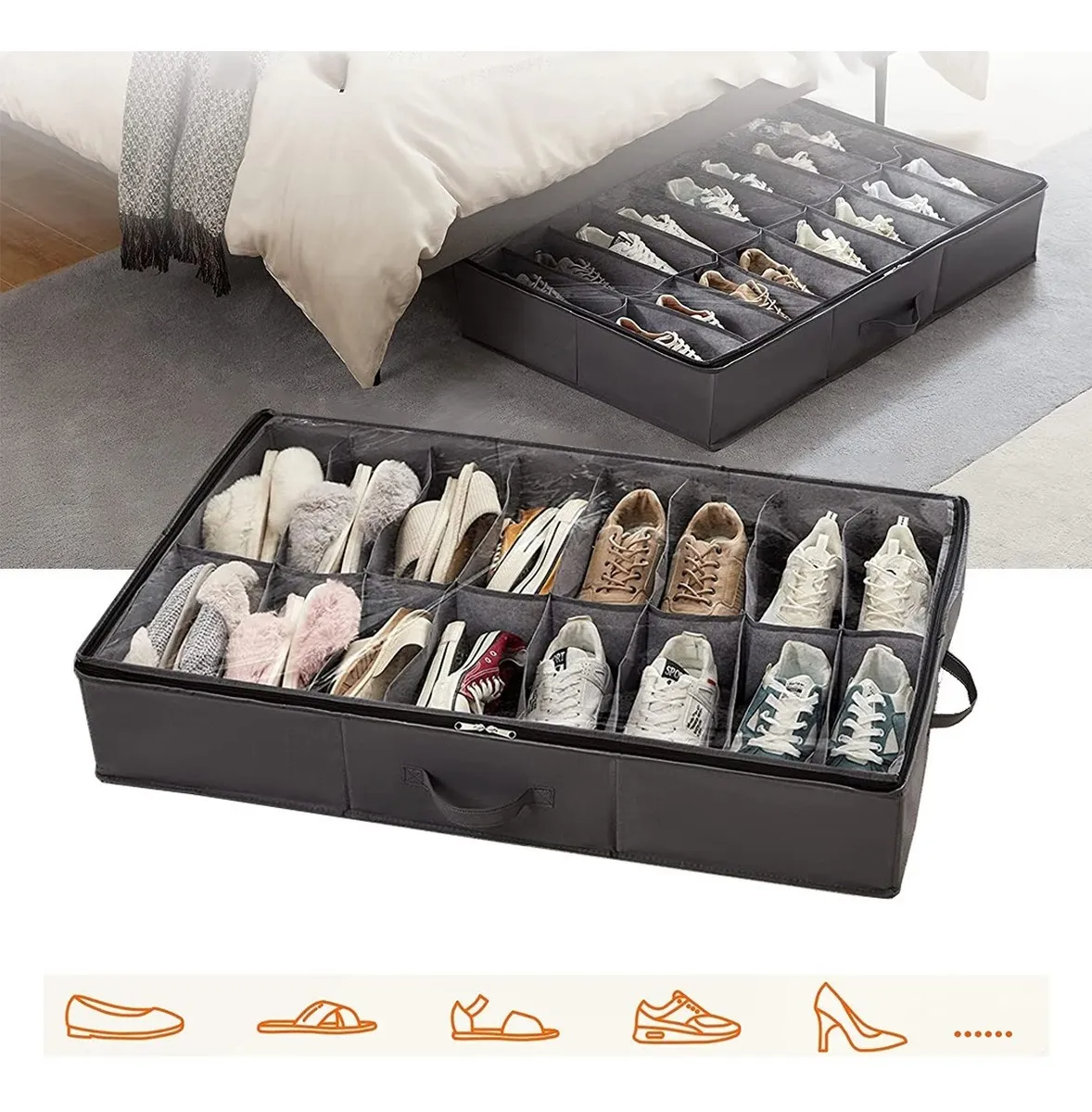 SHÖEBOX™: Ahorra espacio y mantén tus zapatos organizados debajo de la cama