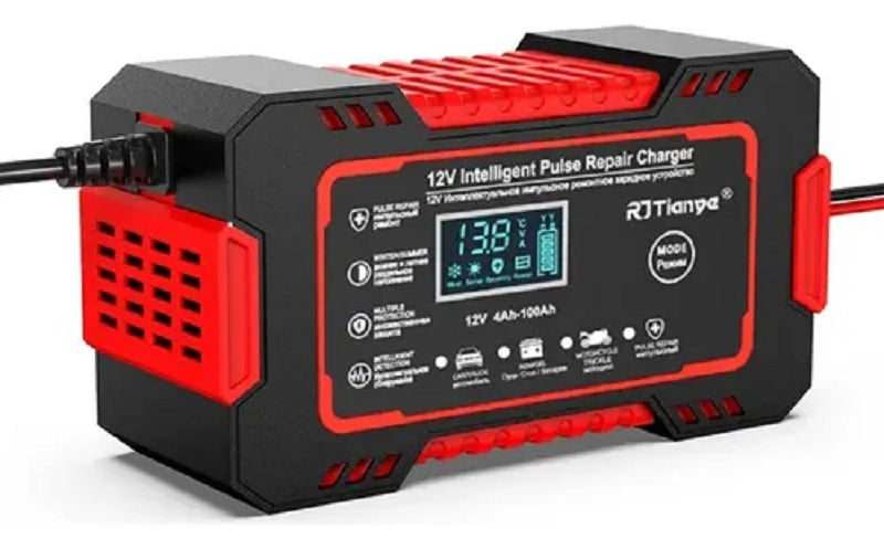CARGADOR DE BATERIA 12V: Control inteligente de temperatura y carga para máxima seguridad.
