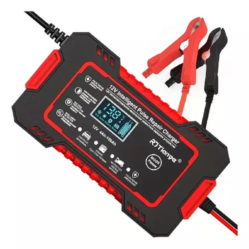 CARGADOR DE BATERIA 12V: Control inteligente de temperatura y carga para máxima seguridad.
